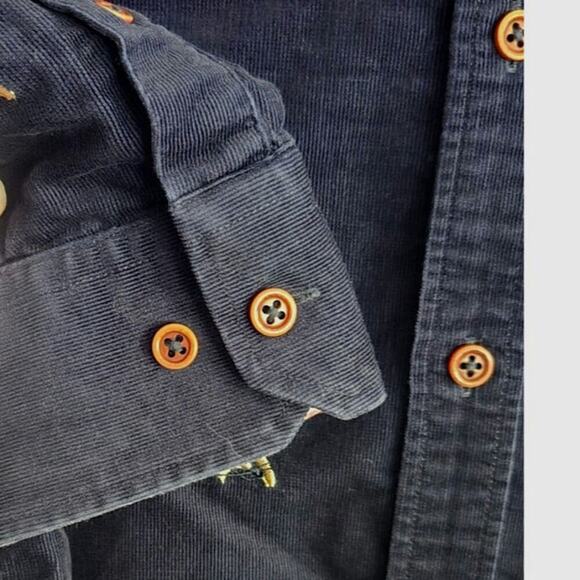 Beverly Hills Polo Club Dark Navy Long Sleeve Corduroy Men's Button Down XL - Picture 3 of 8